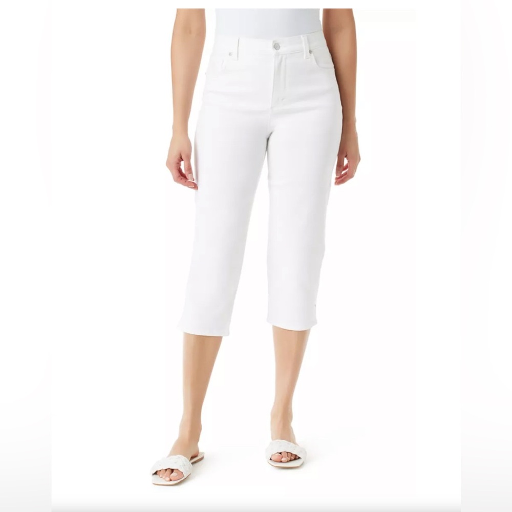 Gloria Vanderbilt White Capri Jeans All-Around Slimming Effect Size 14 Petite
